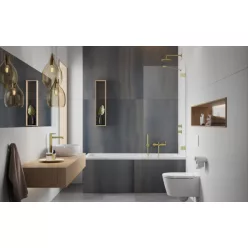   Kádparaván, Radaway Essenza Pro Brushed Gold PNJ II szálcsiszolt arany kádparaván 90 átlátszó