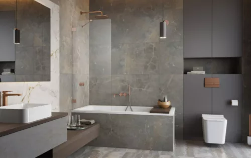Kádparaván, Radaway Essenza Pro Brushed Copper PNJ II szálcsiszolt réz kádparaván 100 átlátszó