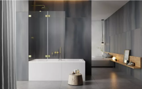 Kádparaván, Radaway Essenza Pro Brushed Gold PND II szálcsiszolt arany 120 átlátszó balos