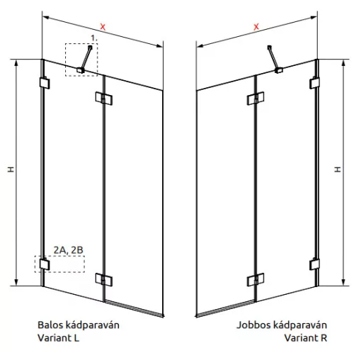 Kádparaván, Radaway Essenza Pro Brushed Gold PND II szálcsiszolt arany 100 átlátszó balos