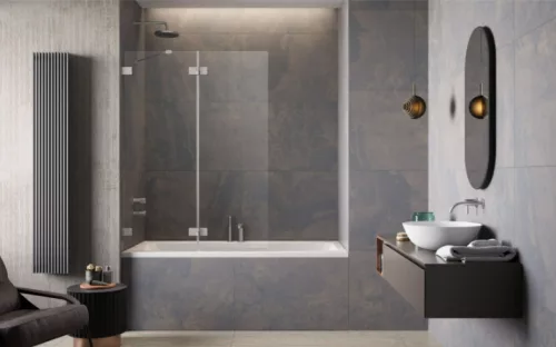 Kádparaván, Radaway Essenza Pro Brushed Nickel PND II szálcsiszolt króm 100 átlátszó balos