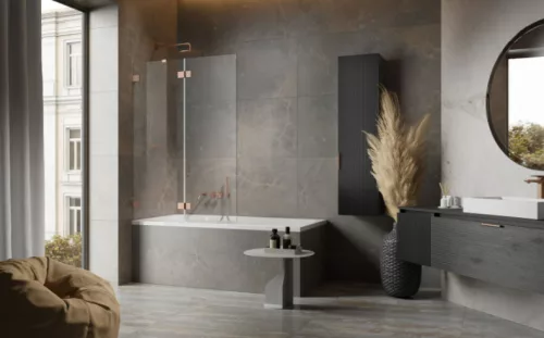 Kádparaván, Radaway Essenza Pro Brushed Copper PND II szálcsiszolt réz 100 átlátszó balos