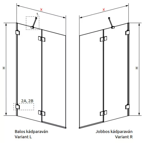 Kádparaván, Radaway Essenza Pro Brushed GunMetal PND II kádparaván 110 átlátszó jobbos