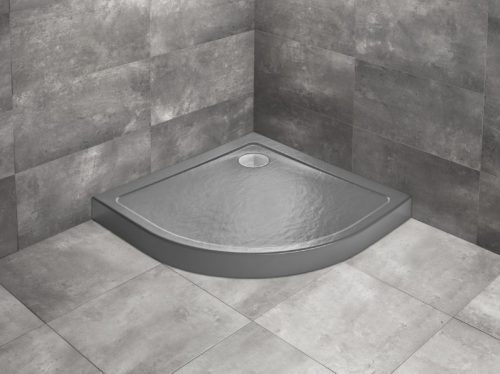 Zuhanytálca, Radaway Doros Stone A íves zuhanytálca előlappal 90x90 antracit, ajándék szifonnal