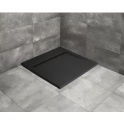   Zuhanytálca, Radaway Teos C szögletes lapos zuhanytálca 100x100 fekete, ajándék szifonnal