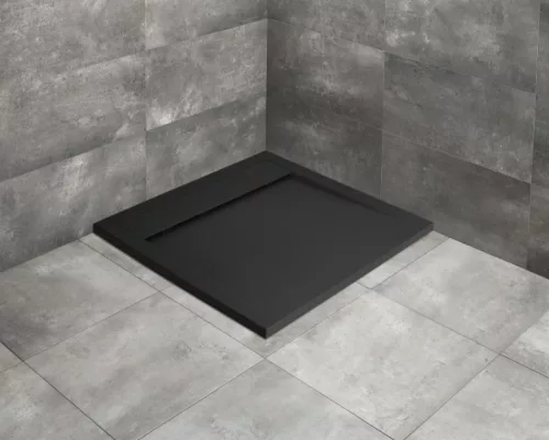 Zuhanytálca, Radaway Teos C szögletes lapos zuhanytálca 100x100 fekete, ajándék szifonnal