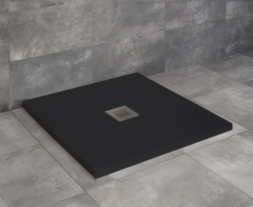 Zuhanytálca, Radaway Kios C szögletes lapos zuhanytálca 90x90 fekete, ajándék szifonnal