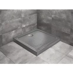   Zuhanytálca, Radaway Doros Stone C szögletes zuhanytálca előlappal 90x90 antracit, ajándék szifon