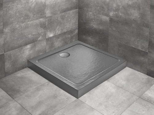 Zuhanytálca, Radaway Doros Stone C szögletes zuhanytálca előlappal 90x90 antracit, ajándék szifon