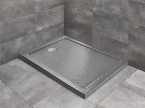 Zuhanytálca, Radaway Doros Stone F szögletes lapos zuhanytálca 100x80 antracit, ajándék szifonnal