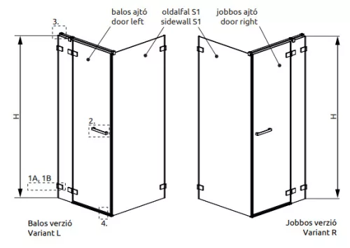 Zuhanykabin, Radaway Euphoria KDJ szögletes zuhanykabin 90x70 átlátszó balos
