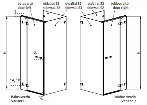 Zuhanykabin, Radaway Euphoria KDJ P szögletes zuhanykabin 100x70 átlátszó jobbos