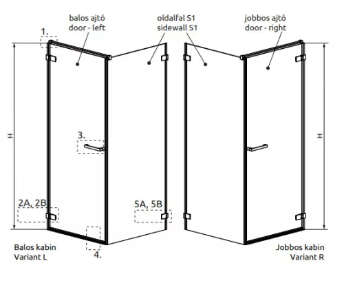 Zuhanykabin, Radaway Arta KDJ I szögletes zuhanykabin 100x90 átlátszó balos