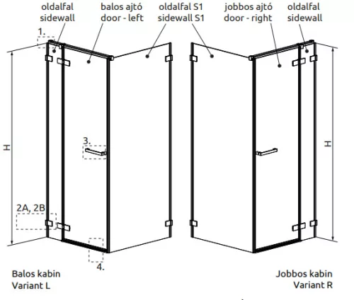 Zuhanykabin, Radaway Arta KDJ II szögletes zuhanykabin 120x90 átlátszó balos