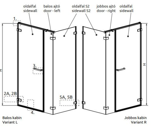 Zuhanykabin, Radaway Arta KDS I szögletes zuhanykabin 120x90 átlátszó jobbos