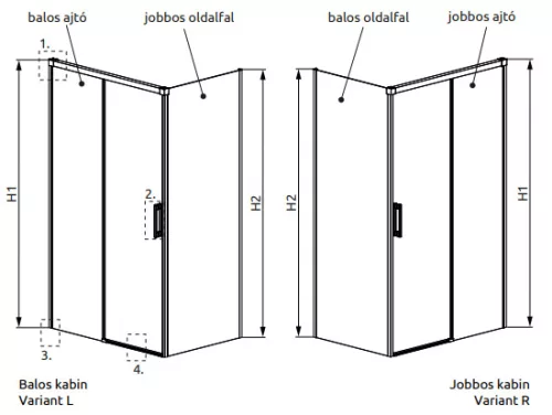 Zuhanykabin, Radaway Idea KDJ szögletes zuhanykabin 140x75 átlátszó balos