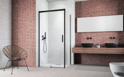 Zuhanykabin, Radaway Idea Black KDJ zuhanykabin 130x75 átlátszó jobbos