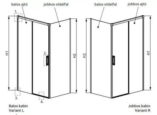 Zuhanykabin, Radaway Idea Black KDJ zuhanykabin 160x75 átlátszó jobbos