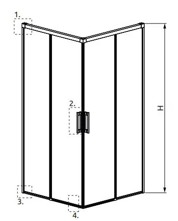 Zuhanykabin, Radaway Idea KDD szögletes zuhanykabin 120x80 átlátszó