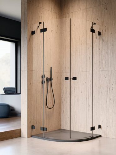 Zuhanykabin, Radaway Essenza Pro Black PDD íves fekete zuhanykabin 80x100 átlátszó