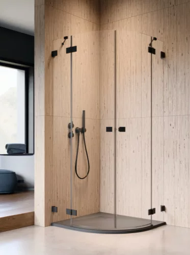 Zuhanykabin, Radaway Essenza Pro Black PDD íves fekete zuhanykabin 90x80 átlátszó