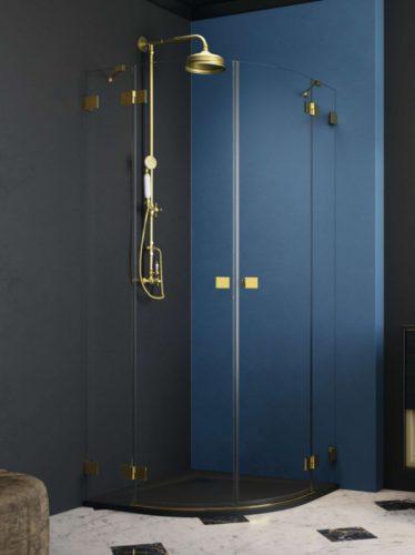 Zuhanykabin, Radaway Essenza Pro Gold PDD íves arany zuhanykabin 80x100 átlátszó