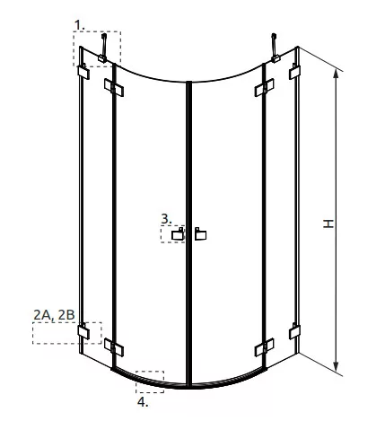 Zuhanykabin, Radaway Essenza Pro White PDD íves fehér zuhanykabin 100x80 átlátszó
