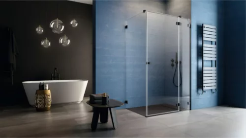 Zuhanykabin, Radaway Essenza Pro Black KDJ szögletes fekete zuhanykabin 100x75 átlátszó balos