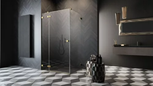 Zuhanykabin, Radaway Essenza Pro Gold KDJ szögletes arany zuhanykabin 80x70 átlátszó balos