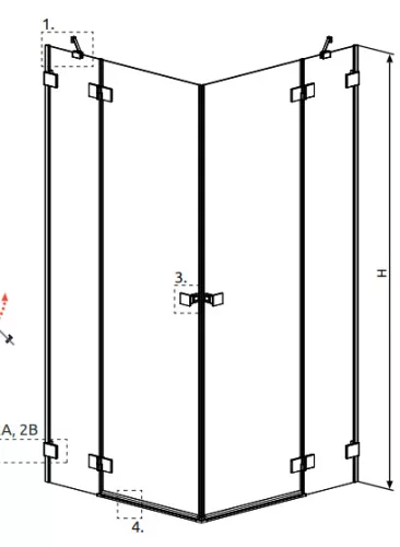 Zuhanykabin, Radaway Essenza Pro KDD szögletes zuhanykabin 90x100 átlátszó