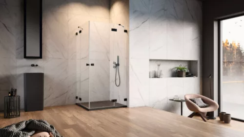 Zuhanykabin, Radaway Essenza Pro Black KDD szögletes fekete zuhanykabin 80x100 átlátszó