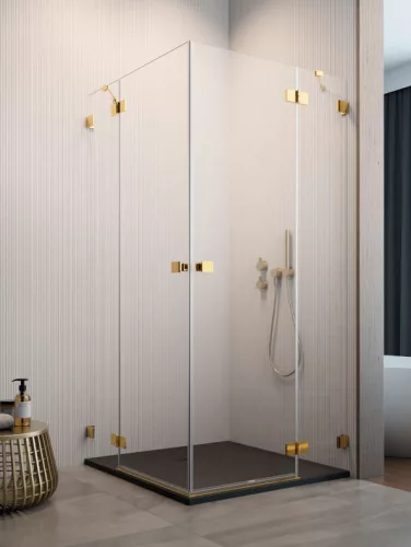 Zuhanykabin, Radaway Essenza Pro Gold KDD szögletes arany zuhanykabin 100x80 átlátszó