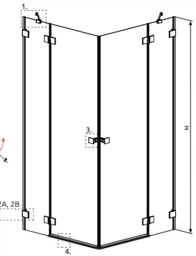 Zuhanykabin, Radaway Essenza Pro White KDD szögletes fehér zuhanykabin 80x90 átlátszó