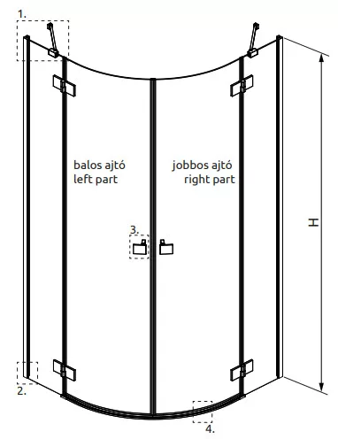 Zuhanykabin, Radaway Essenza PDD íves zuhanykabin 80x100 átlátszó
