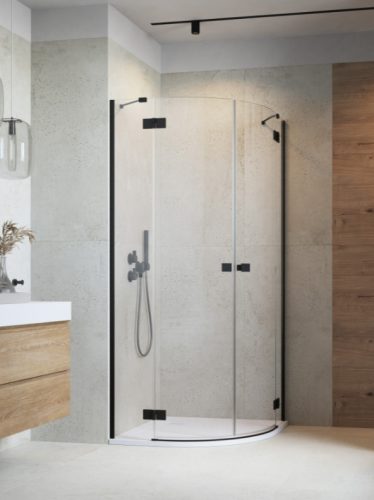 Zuhanykabin, Radaway Essenza Black PDD íves fekete zuhanykabin 100x80 átlátszó