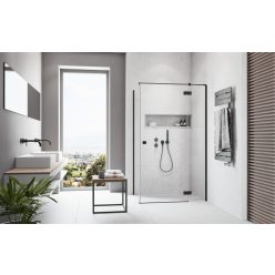  Zuhanykabin, Radaway Essenza Black KDJ szögletes fekete zuhanykabin 90x75 átlátszó balos