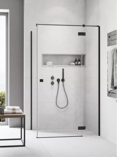Zuhanykabin, Radaway Essenza Black KDJ szögletes fekete zuhanykabin 100x75 átlátszó balos