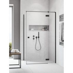   Zuhanykabin, Radaway Essenza Black KDJ szögletes fekete zuhanykabin 120x80 átlátszó balos