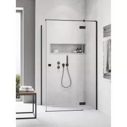   Zuhanykabin, Radaway Essenza Black KDJ szögletes fekete zuhanykabin 80x120 átlátszó jobbos