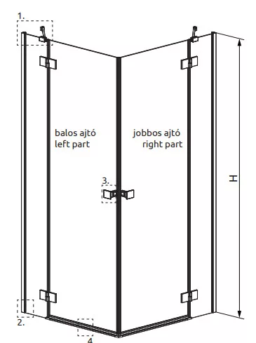 Zuhanykabin, Radaway Essenza KDD szögletes zuhanykabin 90x100 átlátszó