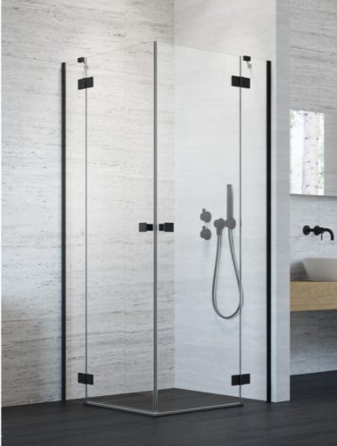 Zuhanykabin, Radaway Essenza Black KDD szögletes fekete zuhanykabin 90x80 átlátszó