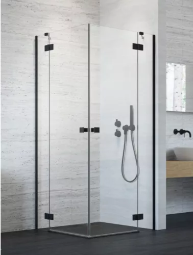 Zuhanykabin, Radaway Essenza Black KDD szögletes fekete zuhanykabin 100x90 átlátszó