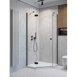   Zuhanykabin, Radaway Essenza Black PTJ szögletes fekete zuhanykabin 100x90 átlátszó balos