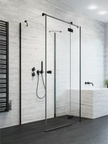 Zuhanykabin, Radaway Essenza Black KDJ+S szögletes fekete zuhanykabin 110x80 átlátszó balos