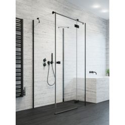   Zuhanykabin, Radaway Essenza Black KDJ+S szögletes fekete zuhanykabin 120x120 átlátszó jobbos