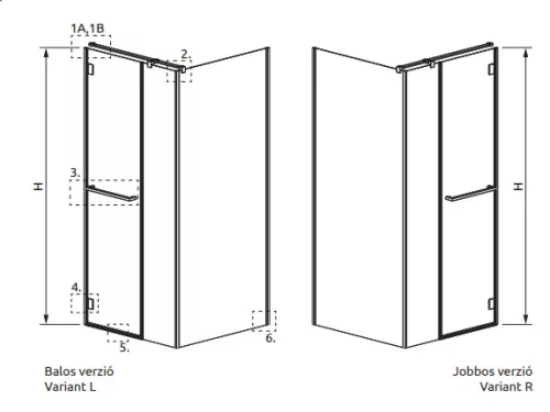 Zuhanykabin, Radaway Carena KDJ szögletes zuhanykabin 120x90 átlátszó balos