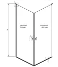 Zuhanykabin, Radaway Nes KDD I szögletes zuhanykabin 80x100 átlátszó