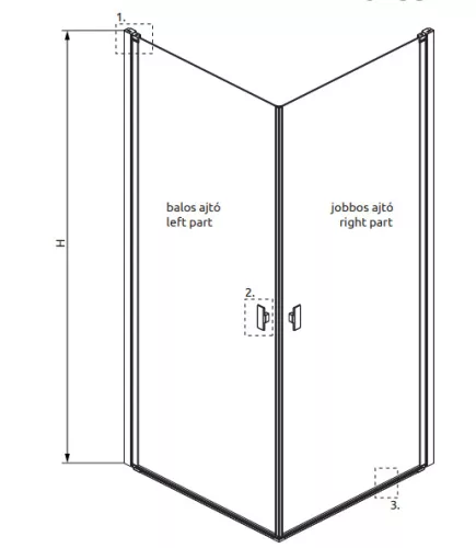 Zuhanykabin, Radaway Nes KDD I szögletes zuhanykabin 90x100 átlátszó