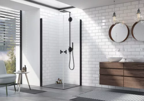 Zuhanykabin, Radaway Nes Black KDD I szögletes fekete zuhanykabin 80x90 átlátszó