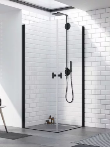 Zuhanykabin, Radaway Nes Black KDD I szögletes fekete zuhanykabin 100x80 átlátszó